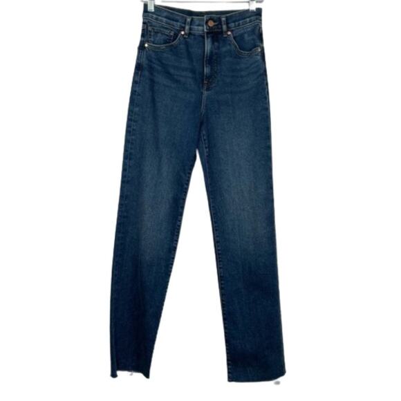 Express Modern Straight Super Highrise dark wash jeans size 0R - Picture 1 of 12